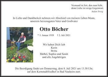 Traueranzeige von Otto Böcher von Wetterauer Zeitung
