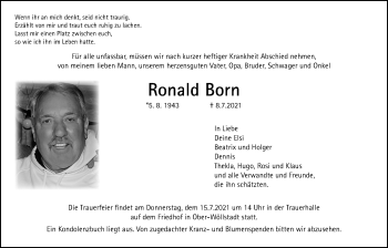 Traueranzeige von Ronald Born von Wetterauer Zeitung