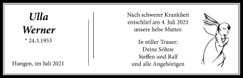 Traueranzeige von Ulla Werner von Licher Wochenblatt