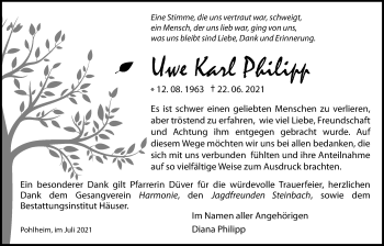 Traueranzeige von Uwe Karl Philipp von Pohlheimer Nachrichten
