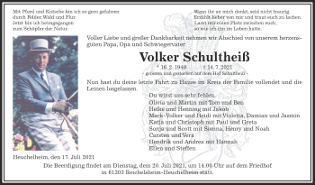 Traueranzeige von Volker Schultheiß von Wetterauer Zeitung