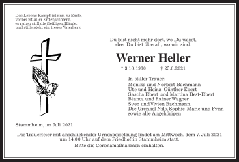 Traueranzeige von Werner Heller von Wetterauer Zeitung