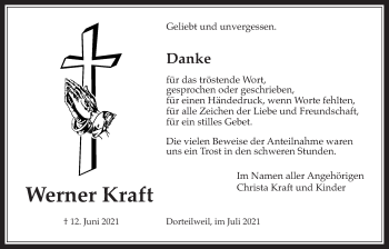 Traueranzeige von Werner Kraft von Bad Vilbel/Karben
