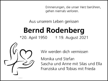 Traueranzeige von Bernd Rodenberg von Wetterauer Zeitung