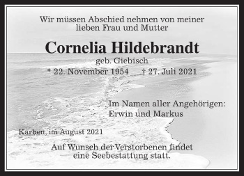 Traueranzeige von Cornelia Hildebrandt von Wetterauer Zeitung