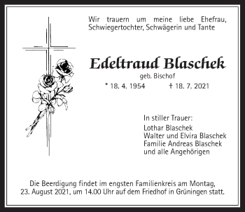 Traueranzeige von Edeltraud Blaschek von Pohlheimer Nachrichten
