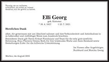 Traueranzeige von Elli Georg von Mücker Stimme