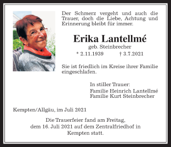 Traueranzeige von Erika Lantellmé von Bad Vilbel/Karben