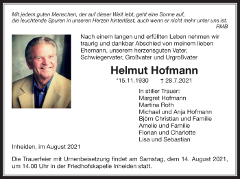 Traueranzeige von Helmut Hofmann von Licher Wochenblatt