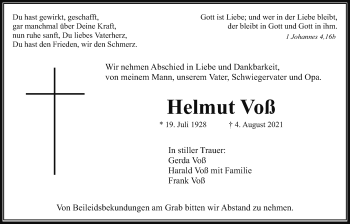 Traueranzeige von Helmut Voß von Wetterauer Zeitung