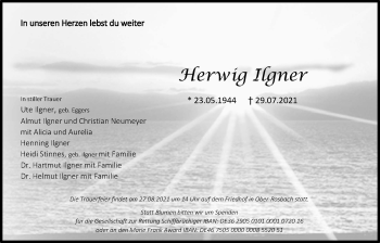 Traueranzeige von Herwig Ilgner von Wetterauer Zeitung