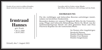 Traueranzeige von Irmtraud Hannes von Wetterauer Zeitung