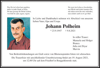 Traueranzeige von Johann Pohlheim von Wetterauer Zeitung