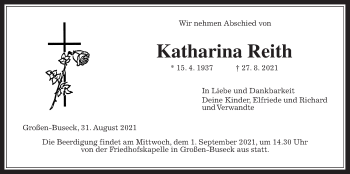 Traueranzeige von Katharina Reith von Giessener Allgemeine, Alsfelder Allgemeine