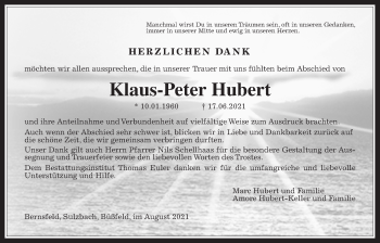 Traueranzeige von Klaus-Peter Hubert von Giessener Allgemeine, Alsfelder Allgemeine
