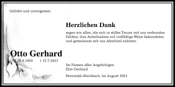 Traueranzeige von Otto Gerhard von Giessener Allgemeine, Alsfelder Allgemeine