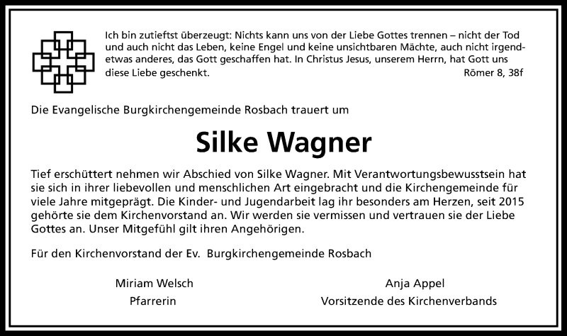  Traueranzeige für Silke Wagner vom 21.08.2021 aus Wetterauer Zeitung