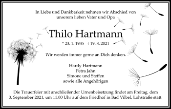 Traueranzeige von Thilo Hartmann von Bad Vilbel/Karben