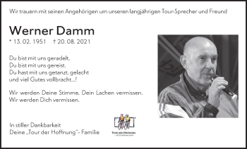 Traueranzeige von Werner Damm von Giessener Allgemeine, Alsfelder Allgemeine