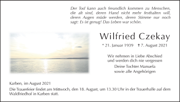 Traueranzeige von Wilfried Czekay von Bad Vilbel/Karben