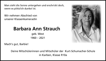 Traueranzeige von Barbara Strauch von Wetterauer Zeitung