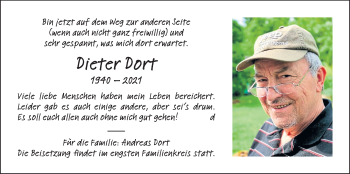Traueranzeige von Dieter Dort von Giessener Allgemeine, Alsfelder Allgemeine