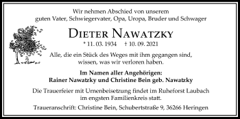 Traueranzeige von Dieter Nawatzky von Bad Vilbel/Karben