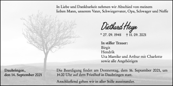 Traueranzeige von Diethard Heyn von Giessener Allgemeine, Alsfelder Allgemeine