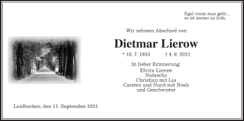 Traueranzeige von Dietmar Lierow von Wetterauer Zeitung