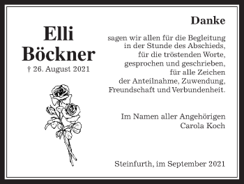 Traueranzeige von Elli Böckner von Wetterauer Zeitung