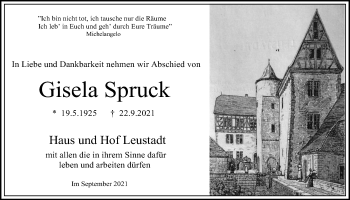 Traueranzeige von Gisela Spruck von Wetterauer Zeitung