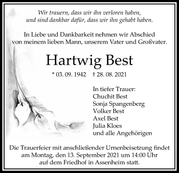 Traueranzeige von Hartwig Best von Wetterauer Zeitung