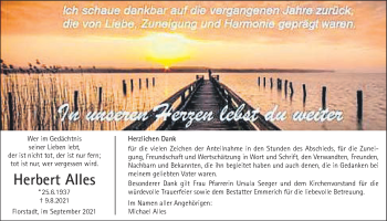Traueranzeige von Herbert Alles von Wetterauer Zeitung