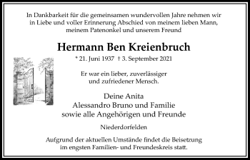 Traueranzeige von Hermann Ben Kreienbruch von Bad Vilbel/Karben