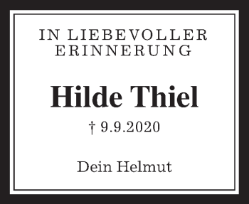 Traueranzeige von Hilde Thiel von Wetterauer Zeitung