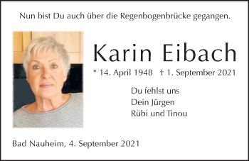 Traueranzeige von Karin Eibach von Wetterauer Zeitung