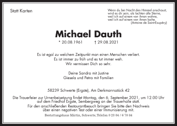 Traueranzeige von Michael Dauth von Wetterauer Zeitung