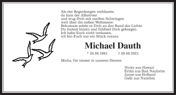 Traueranzeige von Michael Dauth von Wetterauer Zeitung