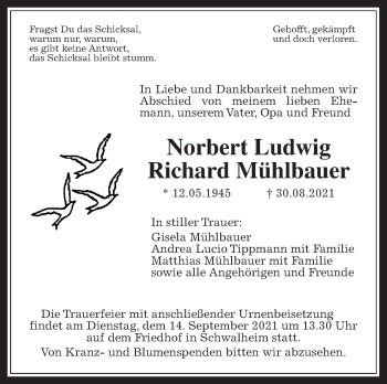 Traueranzeige von Norbert Ludwig Richard Mühlbauer von Wetterauer Zeitung