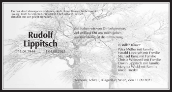 Traueranzeige von Rudolf Lippitsch von Wetterauer Zeitung