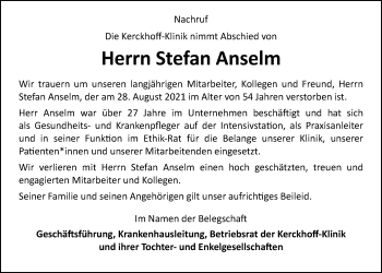 Traueranzeige von Stefan Anselm von Wetterauer Zeitung