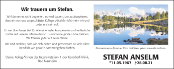 Traueranzeige von Stefan Anselm von Wetterauer Zeitung