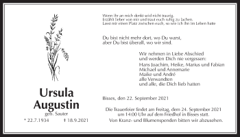 Traueranzeige von Ursula Augustin von Wetterauer Zeitung