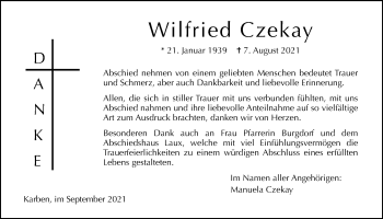 Traueranzeige von Wilfried Czekay von Bad Vilbel/Karben