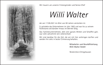 Traueranzeige von Willi Walter von Giessener Allgemeine, Alsfelder Allgemeine