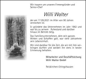 Traueranzeige von Willi Walter von Licher Wochenblatt