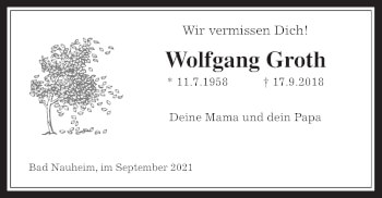 Traueranzeige von Wolfgang Groth von Wetterauer Zeitung