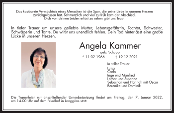 Traueranzeige von Angela Kammer von Giessener Allgemeine, Alsfelder Allgemeine, Giessener Anzeiger