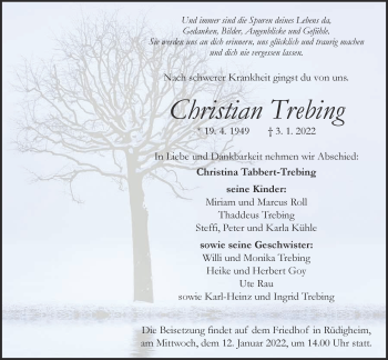 Traueranzeige von Christian Trebing von Kreis-Anzeiger