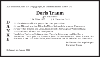 Traueranzeige von Doris Traum von Mücker Stimme